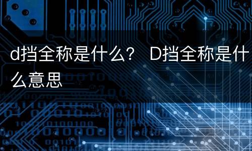 d挡全称是什么？ D挡全称是什么意思