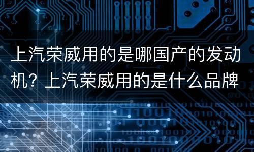 上汽荣威用的是哪国产的发动机? 上汽荣威用的是什么品牌发动机?