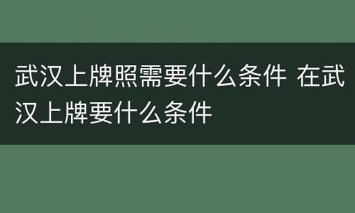 武汉上牌照需要什么条件 在武汉上牌要什么条件