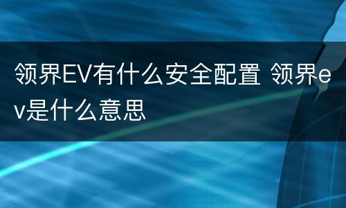 领界EV有什么安全配置 领界ev是什么意思