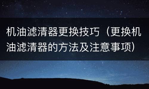 机油滤清器更换技巧（更换机油滤清器的方法及注意事项）