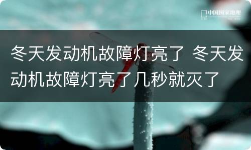 冬天发动机故障灯亮了 冬天发动机故障灯亮了几秒就灭了