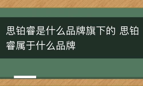 思铂睿是什么品牌旗下的 思铂睿属于什么品牌