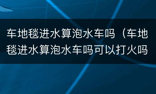 车地毯进水算泡水车吗（车地毯进水算泡水车吗可以打火吗）