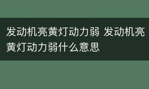 发动机亮黄灯动力弱 发动机亮黄灯动力弱什么意思