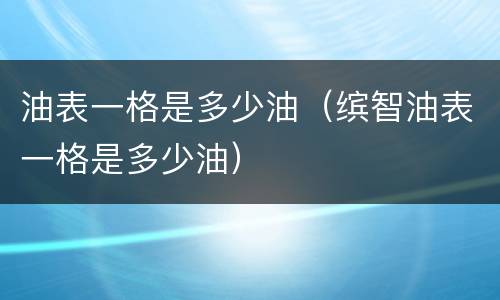 油表一格是多少油（缤智油表一格是多少油）