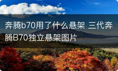 奔腾b70用了什么悬架 三代奔腾B70独立悬架图片