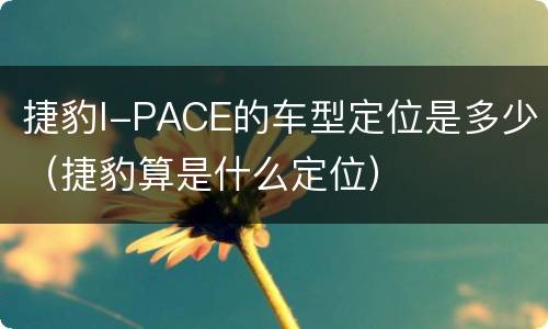 捷豹I-PACE的车型定位是多少（捷豹算是什么定位）