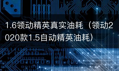 1.6领动精英真实油耗（领动2020款1.5自动精英油耗）