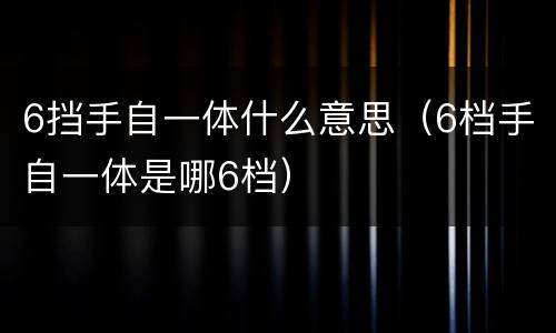 6挡手自一体什么意思（6档手自一体是哪6档）