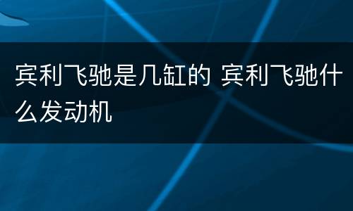 宾利飞驰是几缸的 宾利飞驰什么发动机