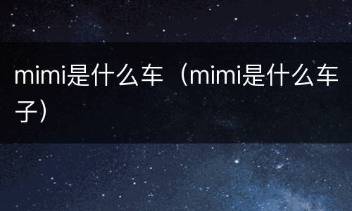 mimi是什么车（mimi是什么车子）