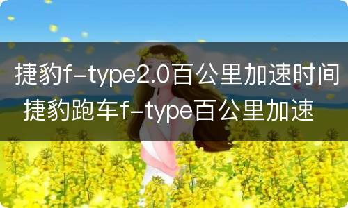 捷豹f-type2.0百公里加速时间 捷豹跑车f-type百公里加速