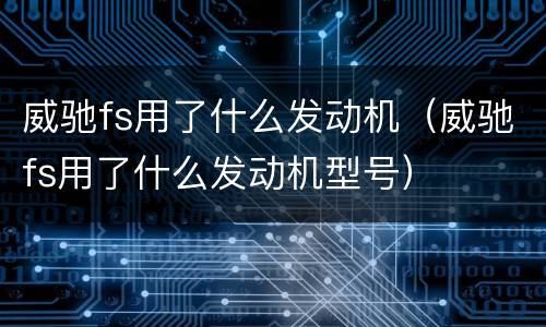 威驰fs用了什么发动机（威驰fs用了什么发动机型号）