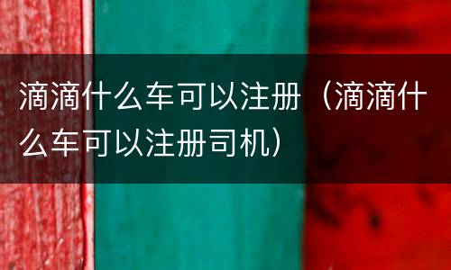 滴滴什么车可以注册（滴滴什么车可以注册司机）