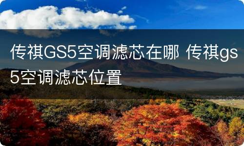 传祺GS5空调滤芯在哪 传祺gs5空调滤芯位置