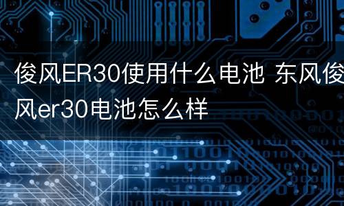 俊风ER30使用什么电池 东风俊风er30电池怎么样