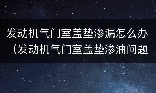 发动机气门室盖垫渗漏怎么办（发动机气门室盖垫渗油问题大不大）