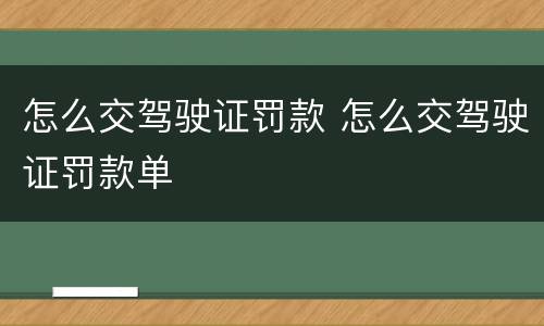 怎么交驾驶证罚款 怎么交驾驶证罚款单