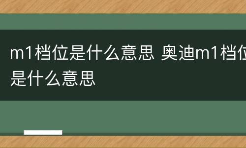 m1档位是什么意思 奥迪m1档位是什么意思