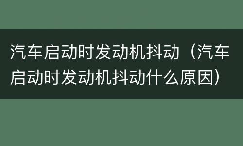 汽车启动时发动机抖动（汽车启动时发动机抖动什么原因）