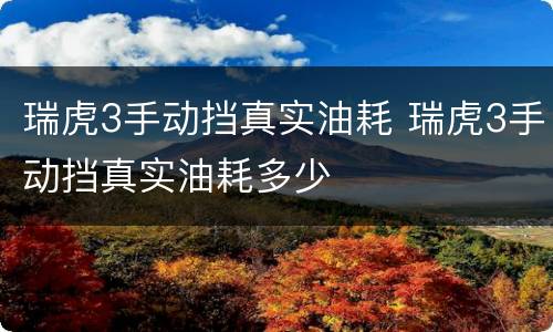 瑞虎3手动挡真实油耗 瑞虎3手动挡真实油耗多少