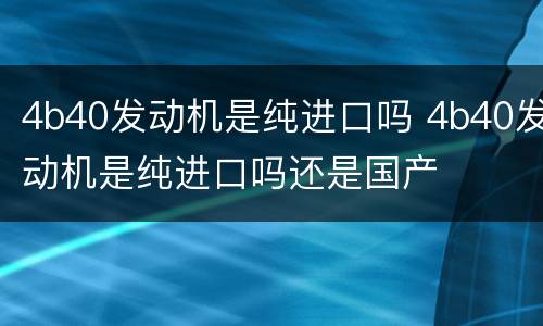 4b40发动机是纯进口吗 4b40发动机是纯进口吗还是国产