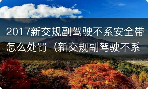 2017新交规副驾驶不系安全带怎么处罚（新交规副驾驶不系安全带扣分罚款吗）