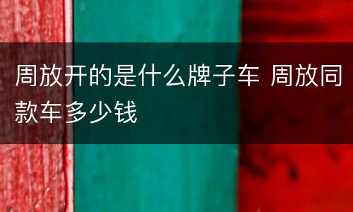 周放开的是什么牌子车 周放同款车多少钱