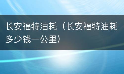 长安福特油耗（长安福特油耗多少钱一公里）