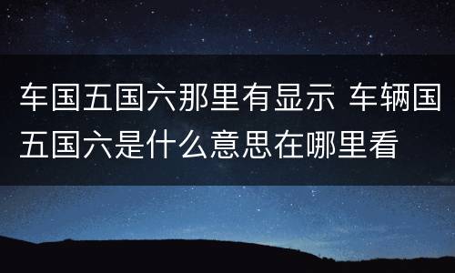 车国五国六那里有显示 车辆国五国六是什么意思在哪里看