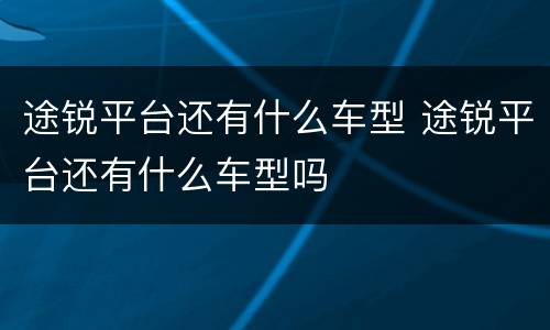 途锐平台还有什么车型 途锐平台还有什么车型吗