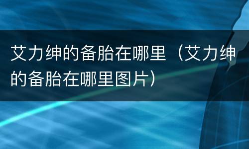 艾力绅的备胎在哪里（艾力绅的备胎在哪里图片）