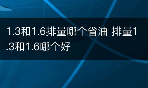 1.3和1.6排量哪个省油 排量1.3和1.6哪个好