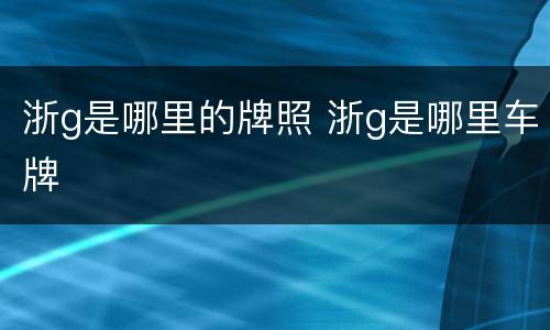 浙g是哪里的牌照 浙g是哪里车牌