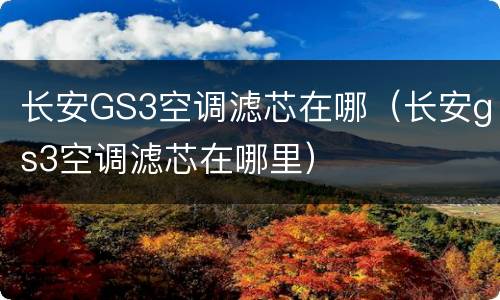 长安GS3空调滤芯在哪（长安gs3空调滤芯在哪里）