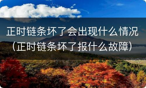 正时链条坏了会出现什么情况（正时链条坏了报什么故障）