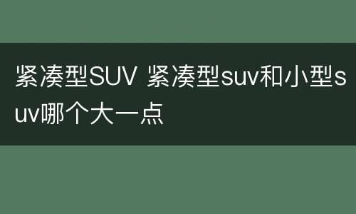 紧凑型SUV 紧凑型suv和小型suv哪个大一点