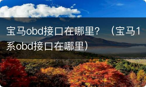 宝马obd接口在哪里？（宝马1系obd接口在哪里）