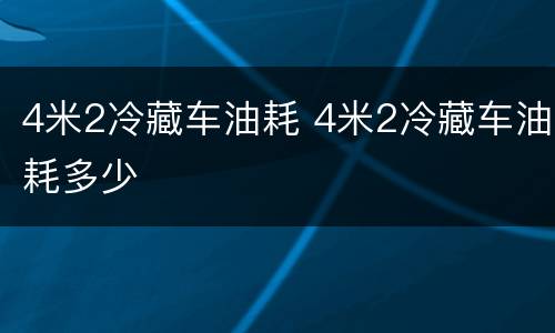 4米2冷藏车油耗 4米2冷藏车油耗多少