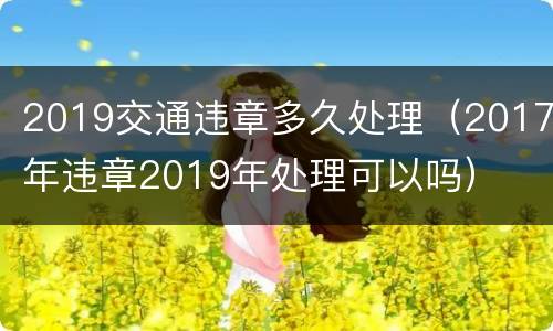 2019交通违章多久处理（2017年违章2019年处理可以吗）