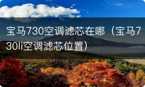 宝马730空调滤芯在哪（宝马730li空调滤芯位置）