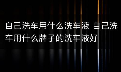 自己洗车用什么洗车液 自己洗车用什么牌子的洗车液好