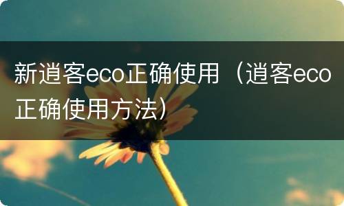 新逍客eco正确使用（逍客eco正确使用方法）