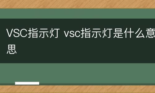 VSC指示灯 vsc指示灯是什么意思