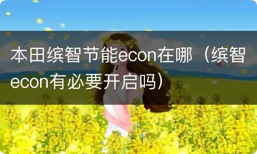 本田缤智节能econ在哪（缤智econ有必要开启吗）