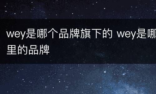 wey是哪个品牌旗下的 wey是哪里的品牌