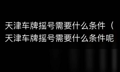 天津车牌摇号需要什么条件（天津车牌摇号需要什么条件呢）