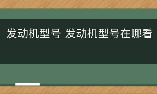 发动机型号 发动机型号在哪看