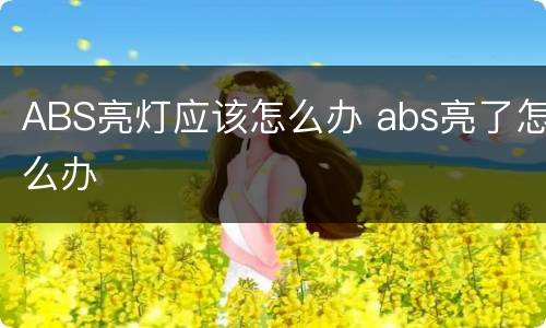 ABS亮灯应该怎么办 abs亮了怎么办